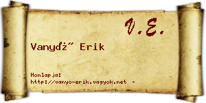 Vanyó Erik névjegykártya