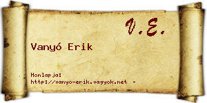 Vanyó Erik névjegykártya
